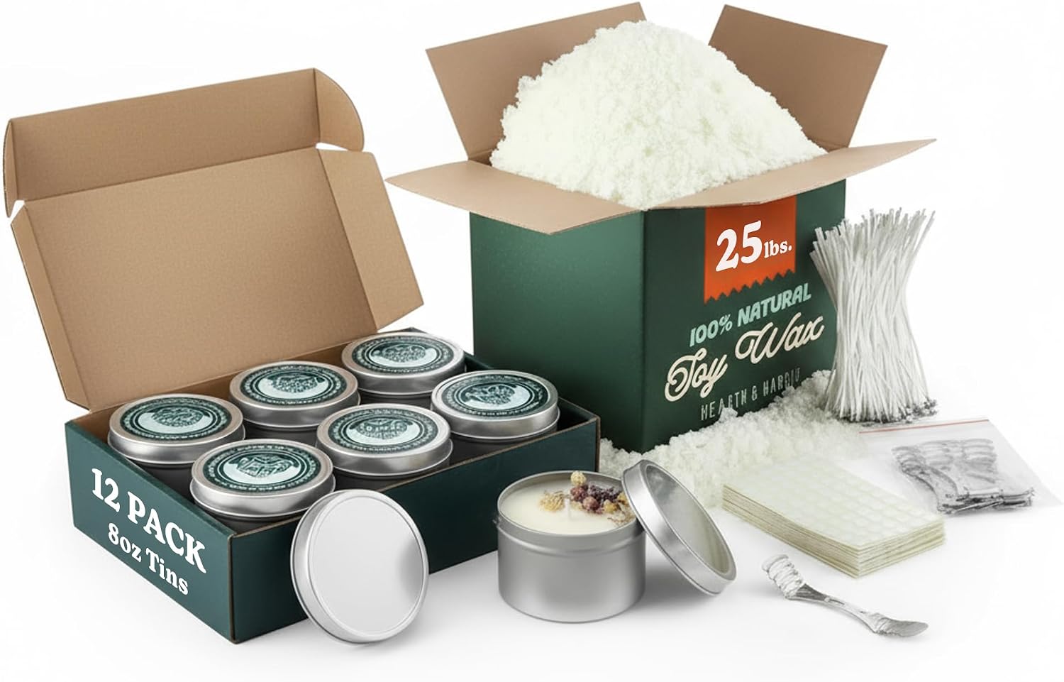 Soy Wax Flake - 25 pon. Lilin Kedelai dengan Perlengkapan,